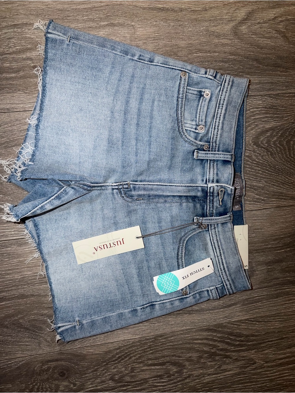 Just USA Faded Light Blue Distressed Denim Cutoff Shorts